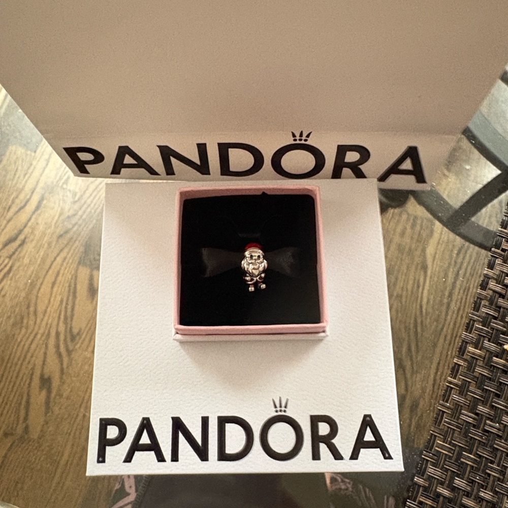 Pandora Silver and Red Santa Charm